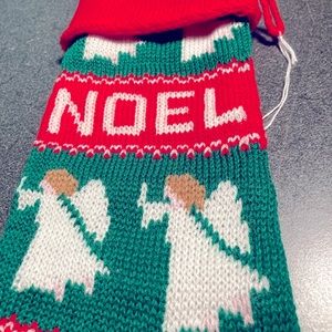 Noel stocking with Angels and word Noel red and green new with hanging
